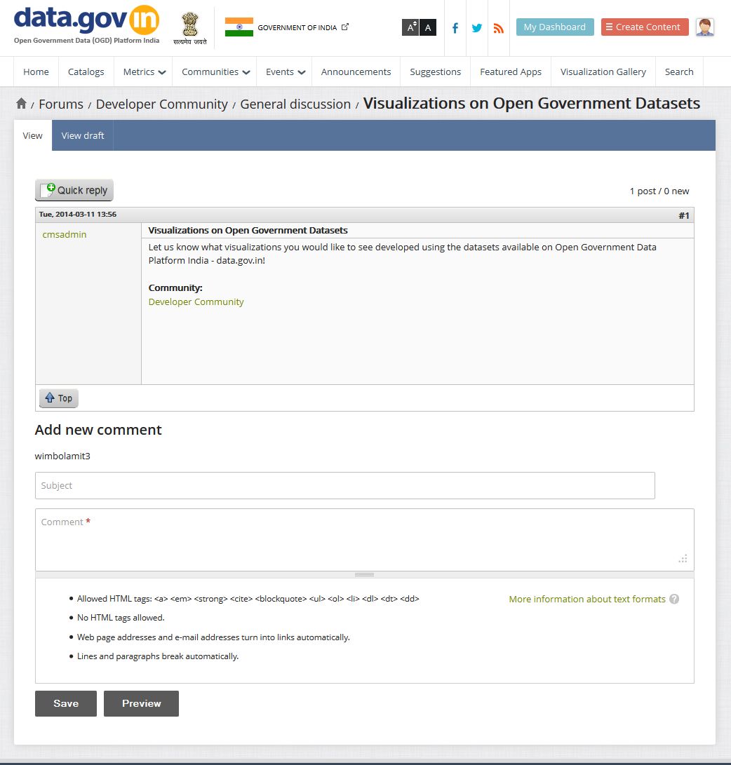 Forum Comment Forum Comment